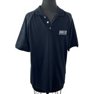 NWT Sergio Tacchini Leone Short Sleeve Polo Shirt in Black Spell Out Sleeves M